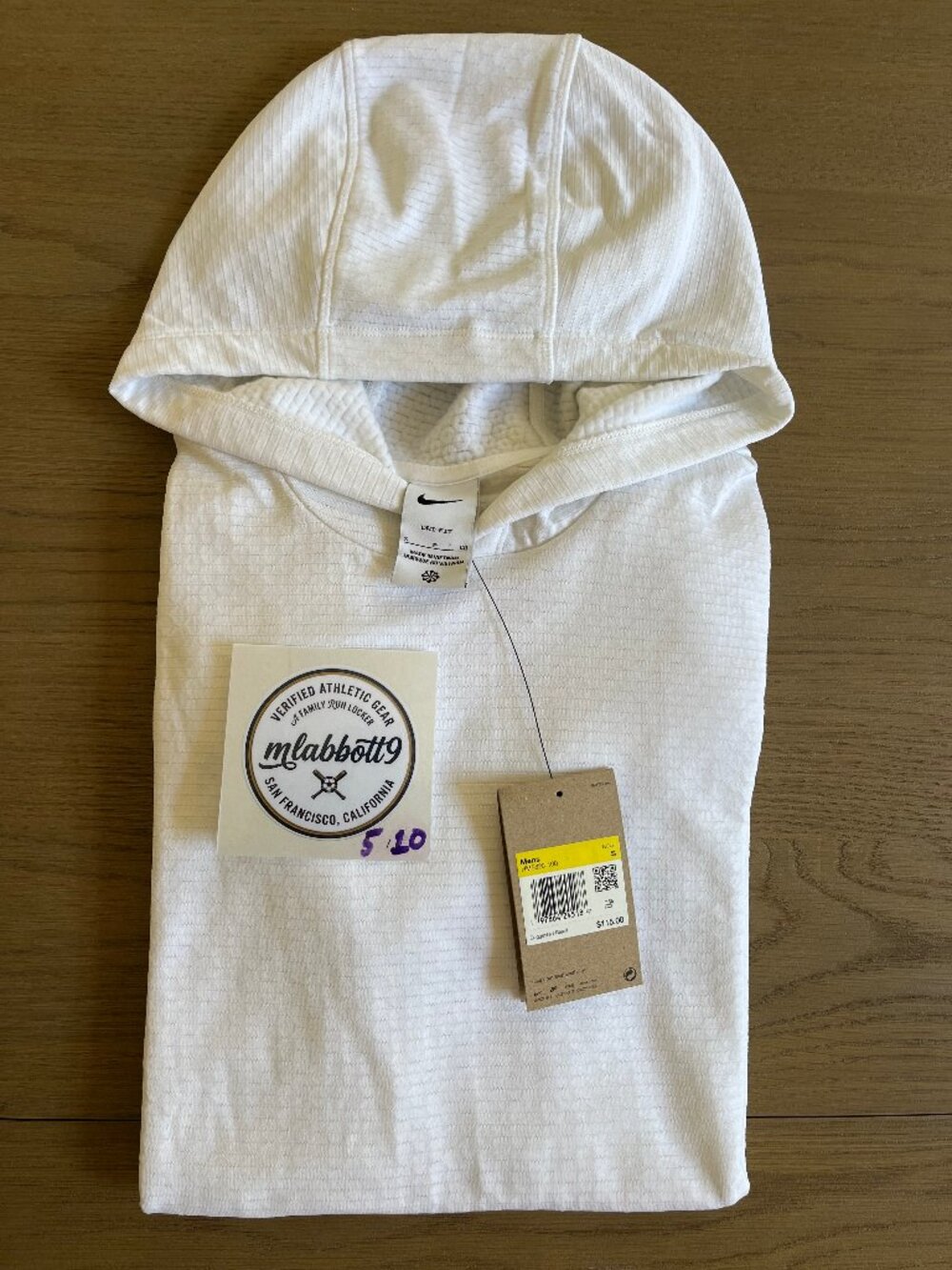 NIKE TOUR GRADE Dri-FIT Lightweight Golf Hoodie - White/Black - Men's S - New - Picture 4 of 7